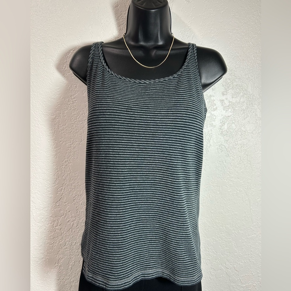 Two (2) Eddie Bauer Black Striped and Gray Striped Tank Tops